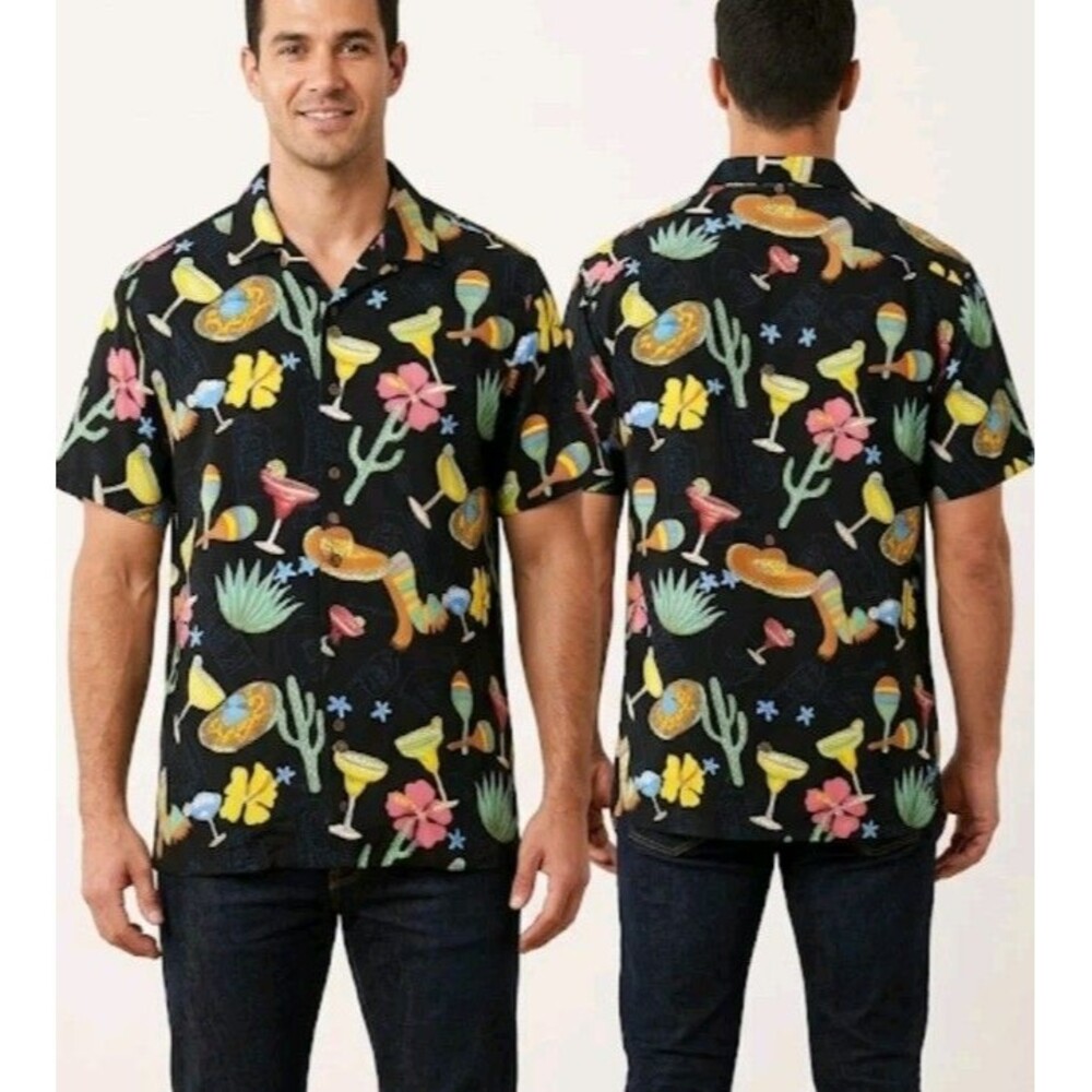 Kahala Hawaiian Islands Men's Shirt Size XXL Button Rayon Margarita Print